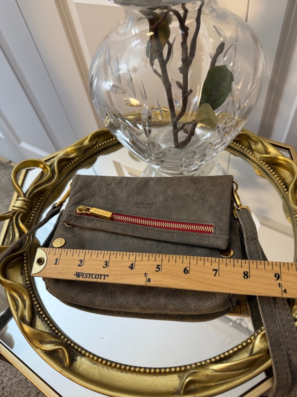 Hammitt Gray Suede Crossbody with Red Zip and Gold Hardware - Picture 11 of 11
